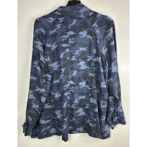 Lane Bryant Camo Anorak Jacket Blue Lyocell Military Grunge Plus Size 18/20 2X - Picture 3 of 8